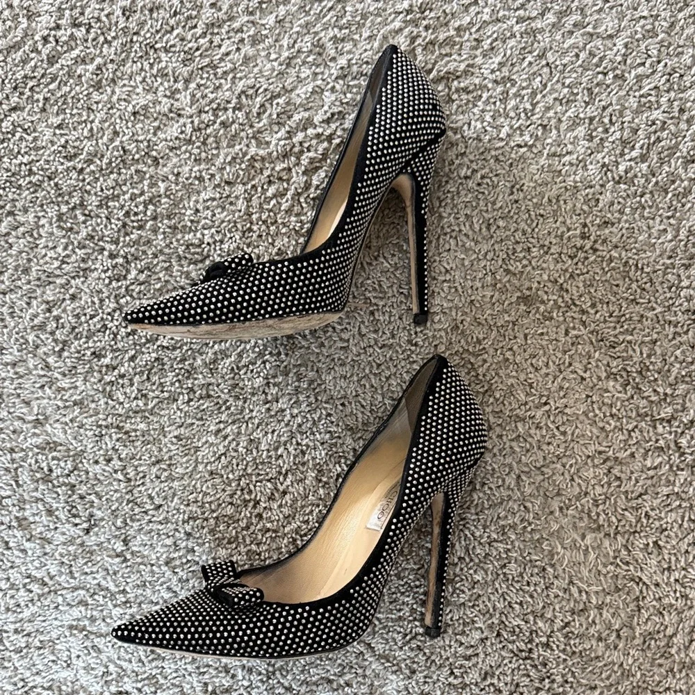 Jimmy Choo Black Studded Pointed-Toe Stiletto Pumps